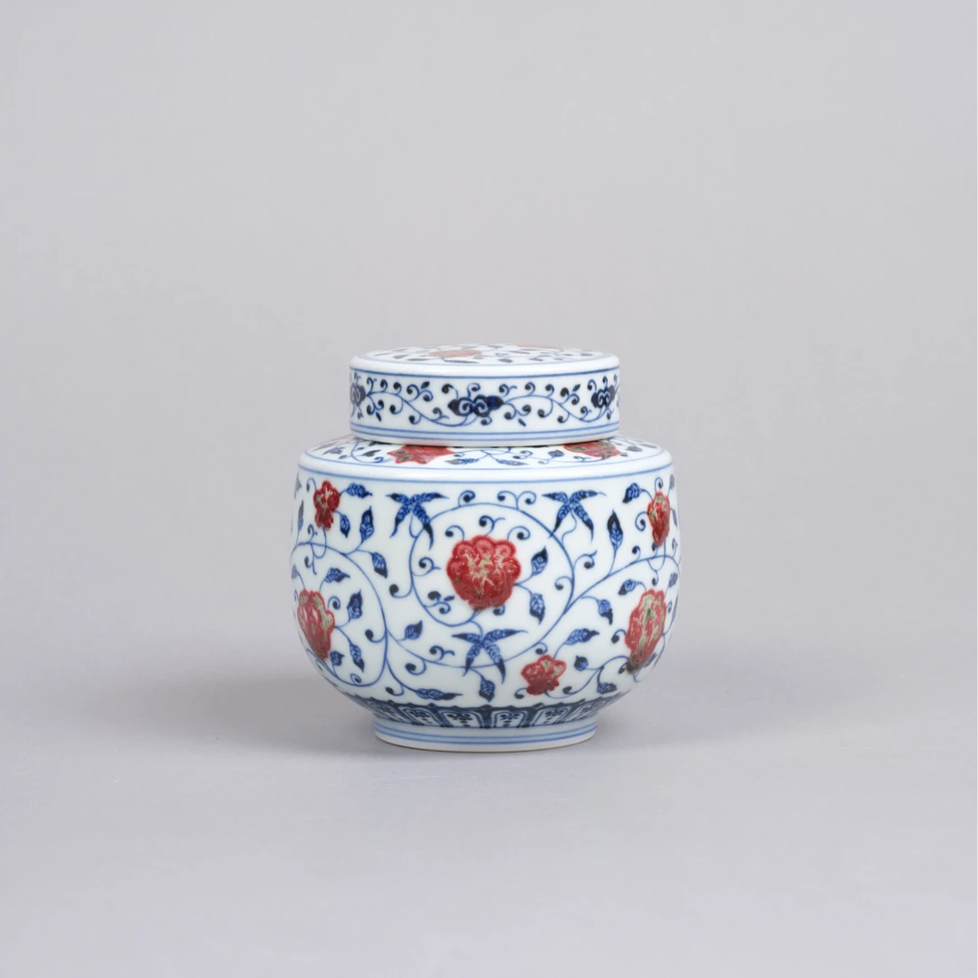 4春风祥玉缠枝莲釉里红青花茶叶罐