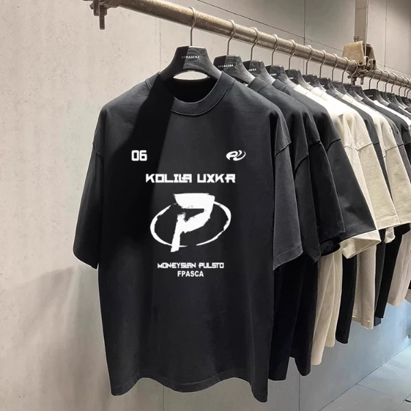 潮牌美式复古高街t恤短袖男款2025夏季新款字母印花体恤衫上衣