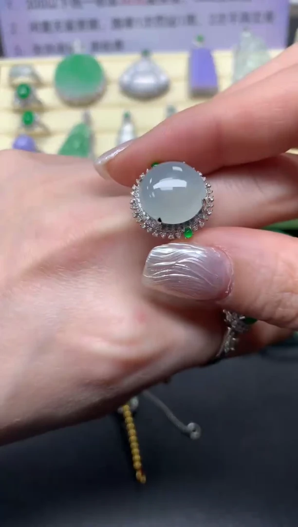 【闪购商品】翡翠戒指18K金镶嵌戒指|4150+415