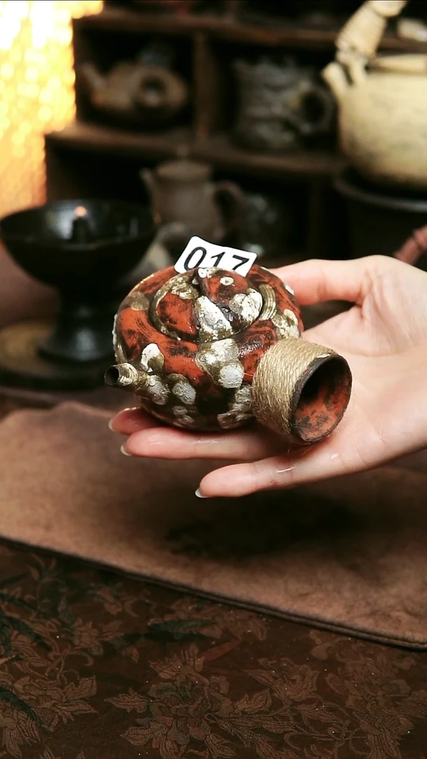 紫砂全手工粉引茶壶满容130毫升