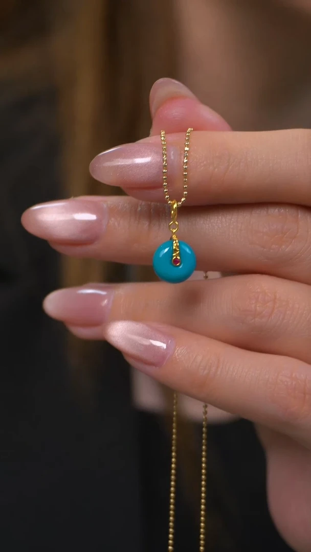 【闪购商品】绿松石吊坠18K金镶嵌不含链