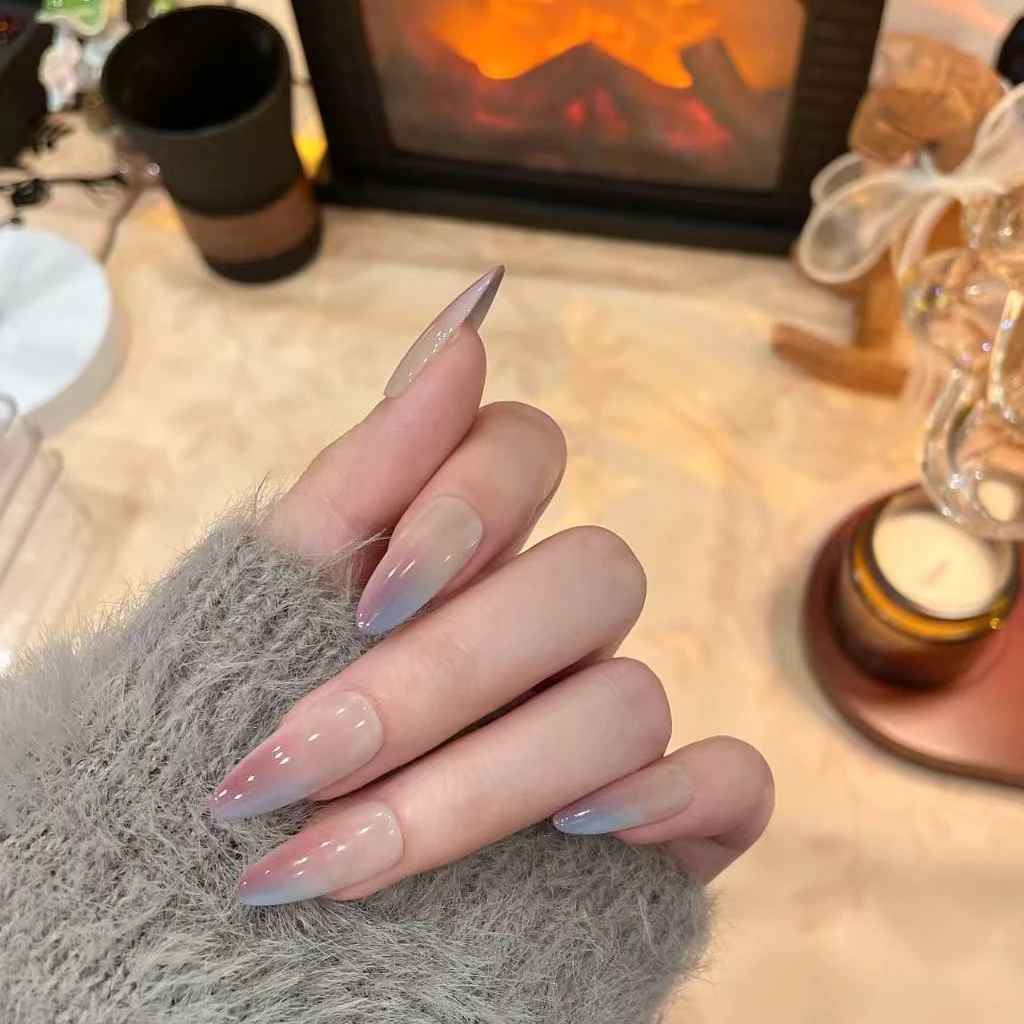 「M1隔壁老紫」红蓝双色喷枪渐变纯手工穿戴甲  18种微透甲型定制