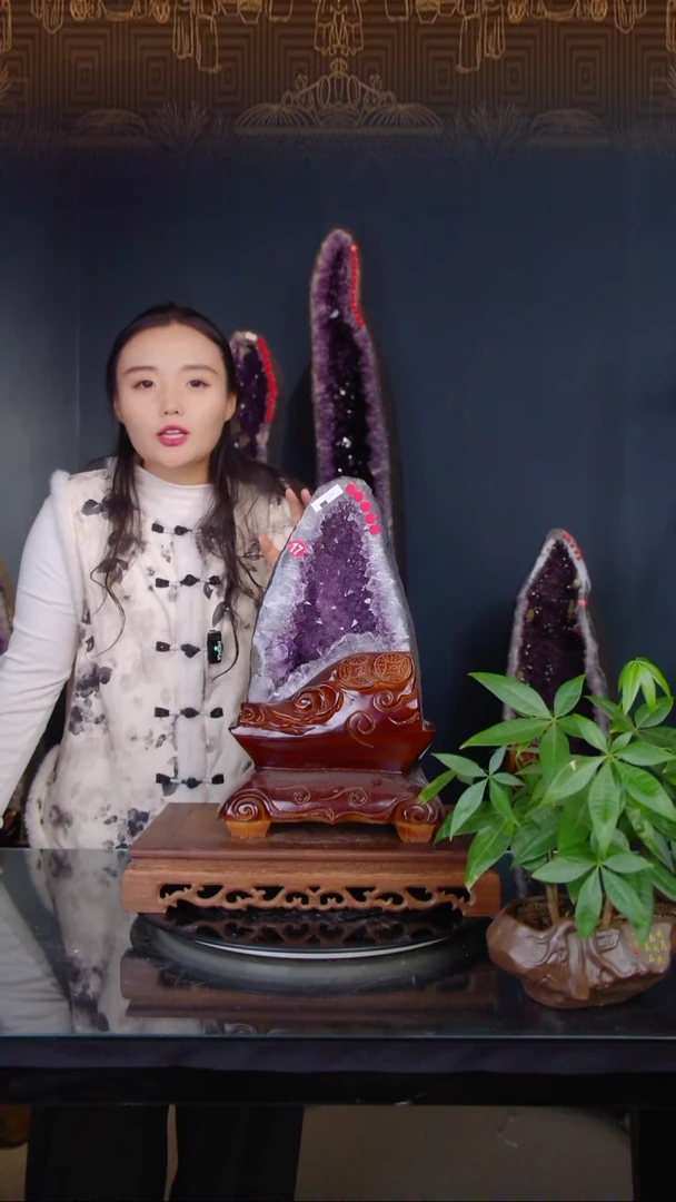 石材天然紫水晶摆件