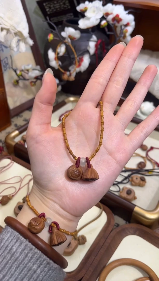 手串桃核【桃缘行】竹节「福气莲莲」桃木桃核辟、挡、驱、护 备注手围