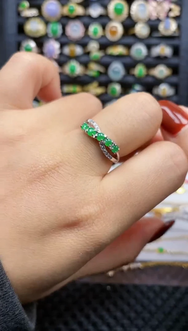 银S925镶嵌戒指翡翠470