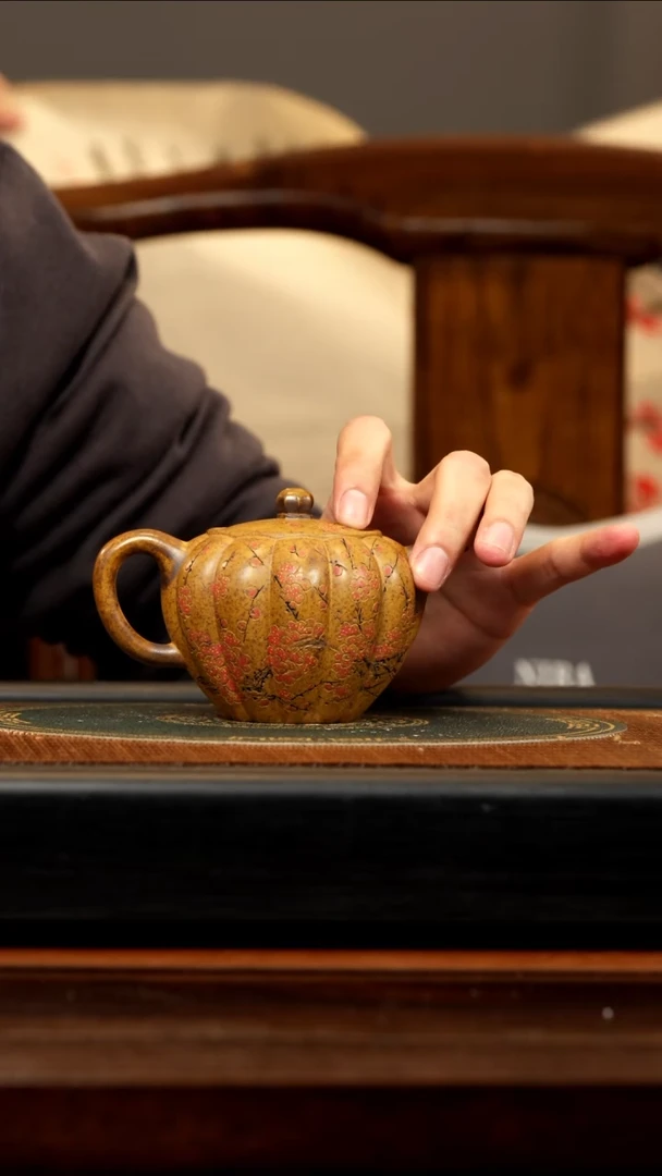 【闪购商品】紫砂茶壶WPR 火云烧 筋纹宫灯 280cc