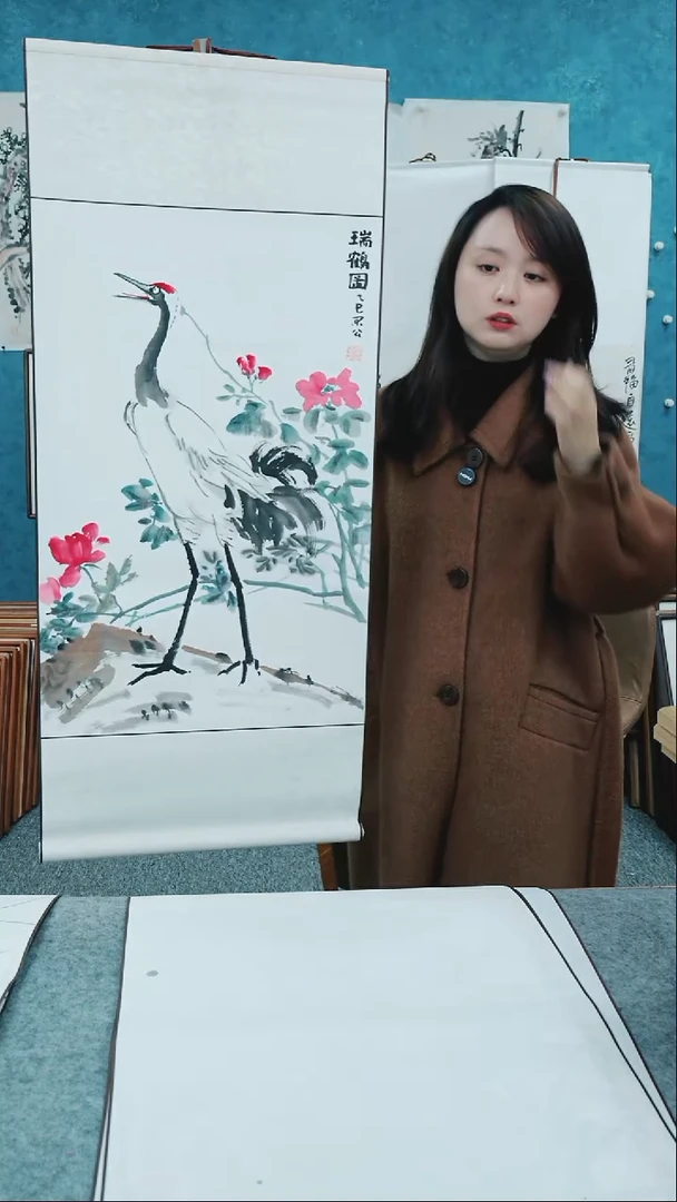 【闪购商品】国画150*40大卷轴花鸟画作