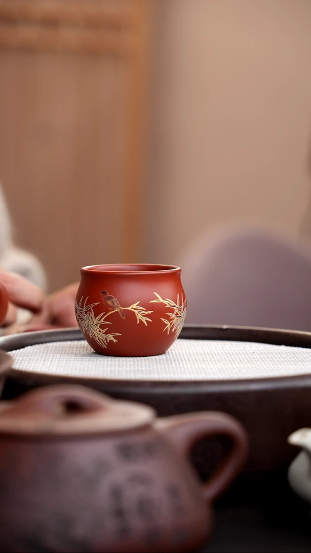 【闪购商品】紫砂茶壶大红袍主人杯金竹