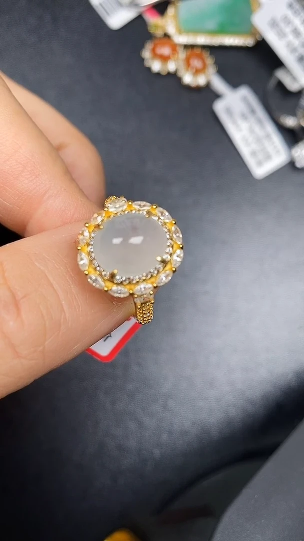 银S925镶嵌戒指翡翠3400