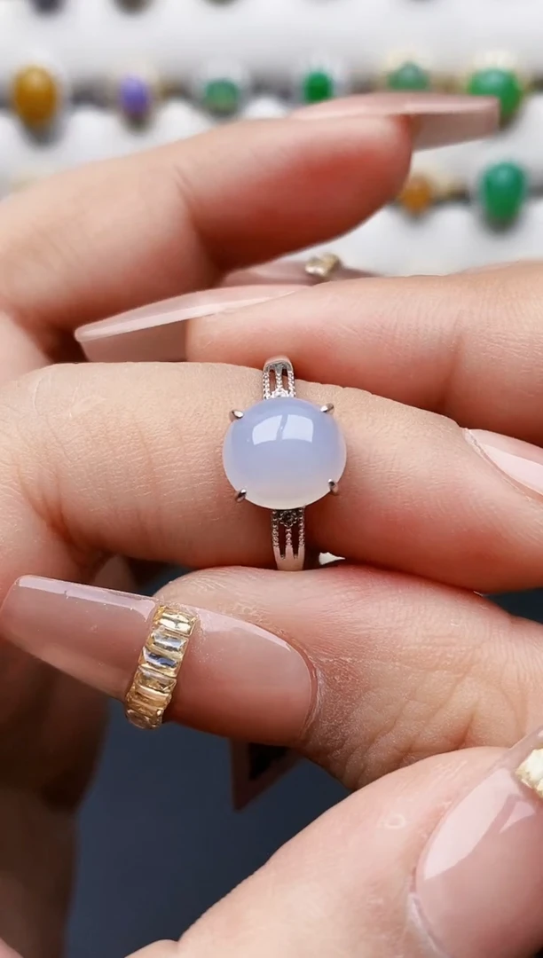 银S925镶嵌戒指翡翠0300