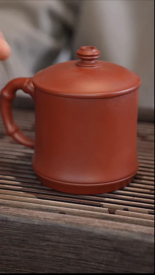 茶壶紫砂大红袍竹节盖杯