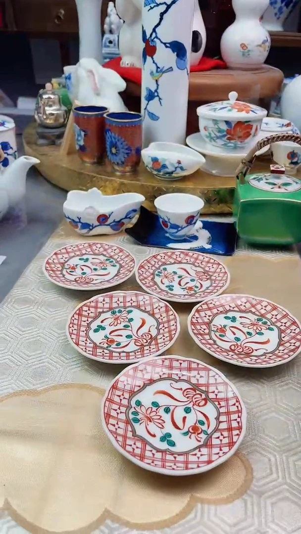 【闪购商品】盘日产赤绘杯托五件套