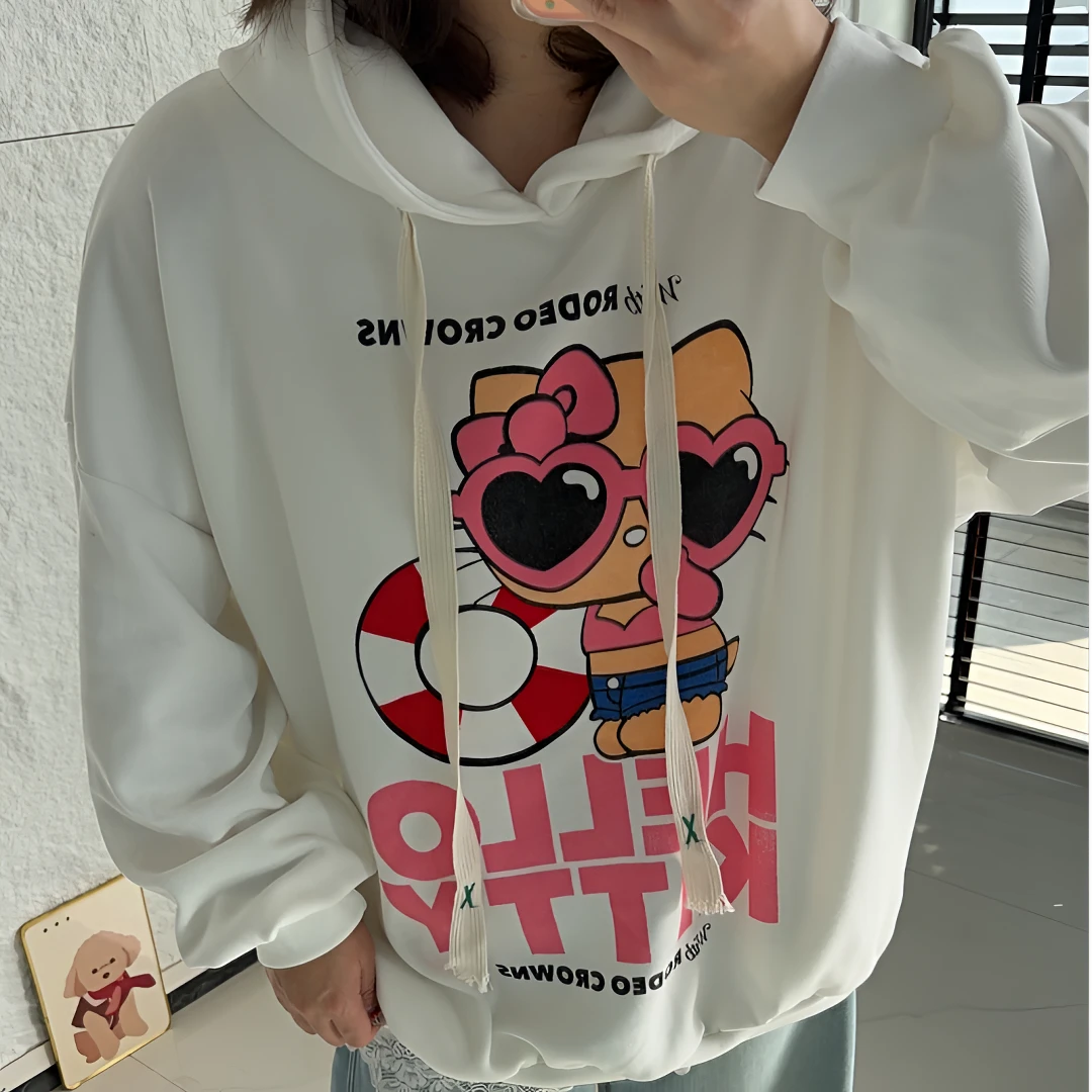 冬季加绒连帽前后印花卫衣宽松韩版宽松大版上衣20259