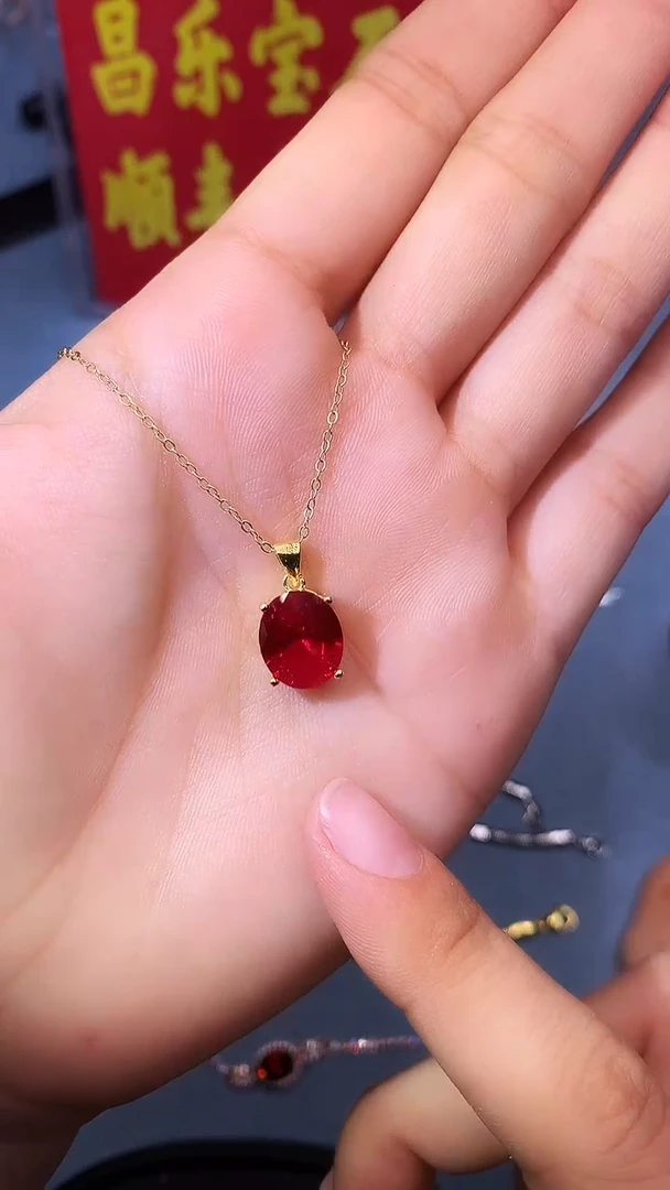 【闪购商品】红宝石吊坠(赠链)银S925镶嵌111111