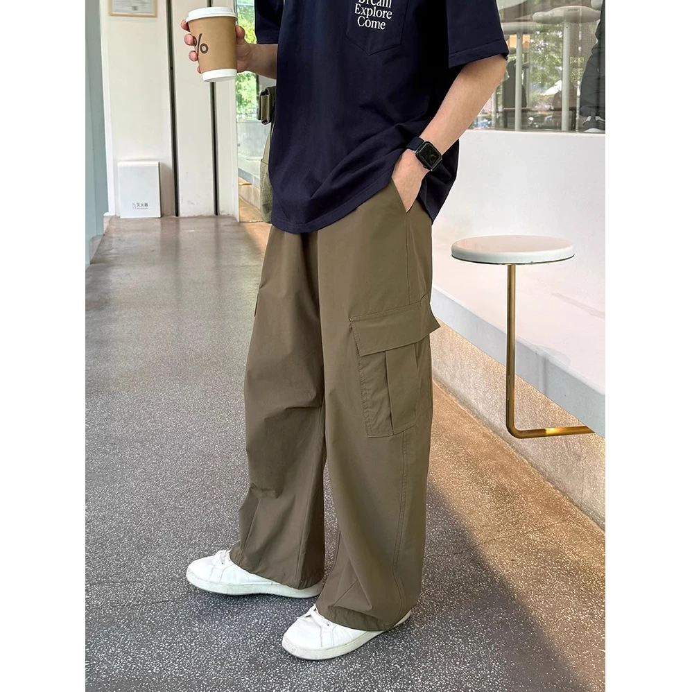 春秋休闲裤松紧腰工装裤休闲男生2025新款日常百搭宽松简约长裤子