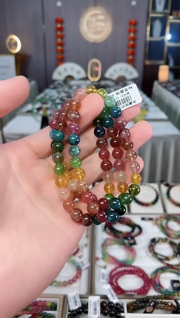 未镶嵌收藏级老矿碧玺三圈手串7mm+碧玺xion多样性发货一条
