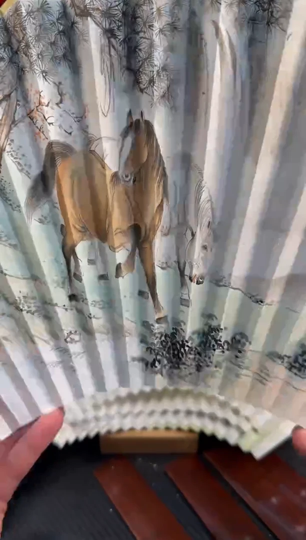 扇子带*书画手绘扇面骏马