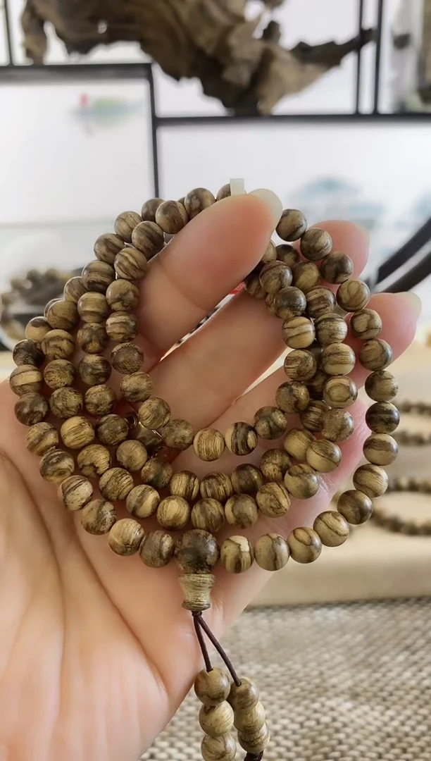 【闪购商品】沉香手串正区马泥涝虎斑老料7X108MM多圈