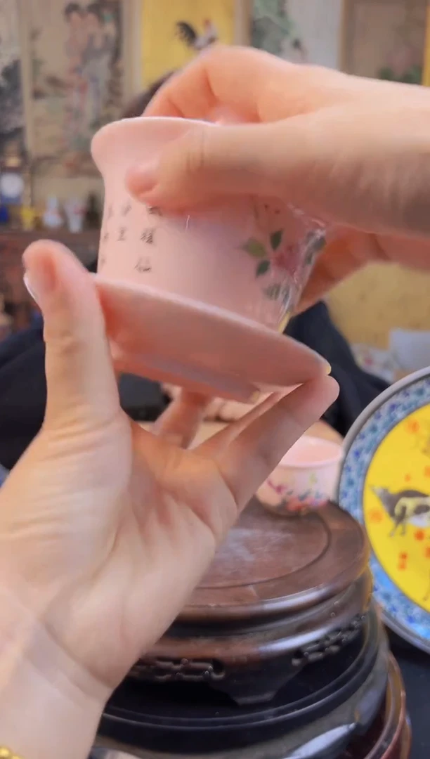 摆件瓷景德镇高端牡丹盖碗