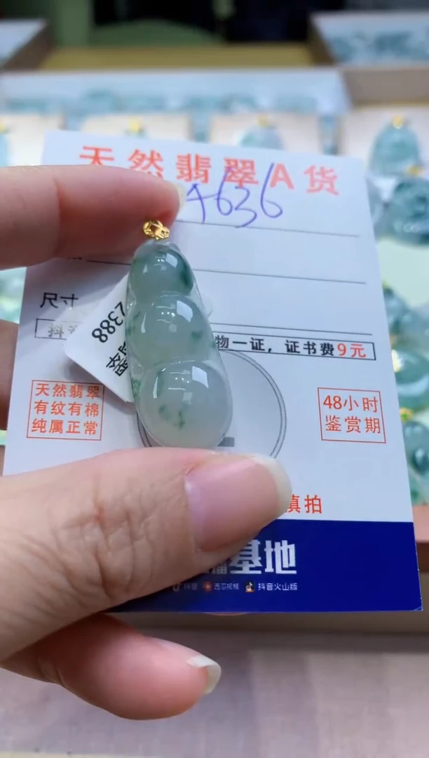 颈饰18K金镶嵌翡翠天然缅甸a货翡翠