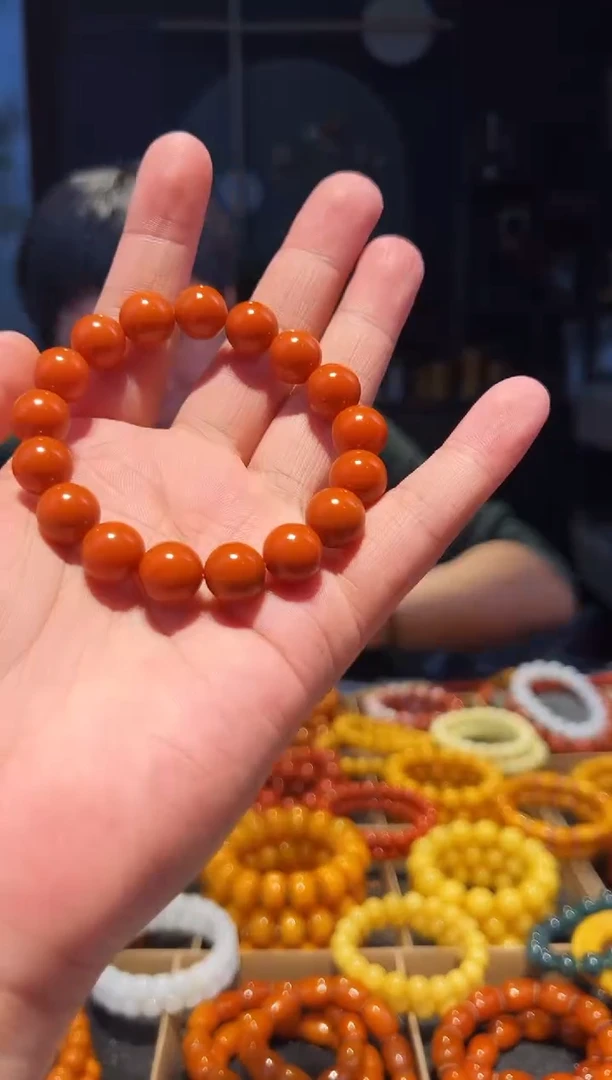未镶嵌手串南红玛瑙柿子黄圆珠12+