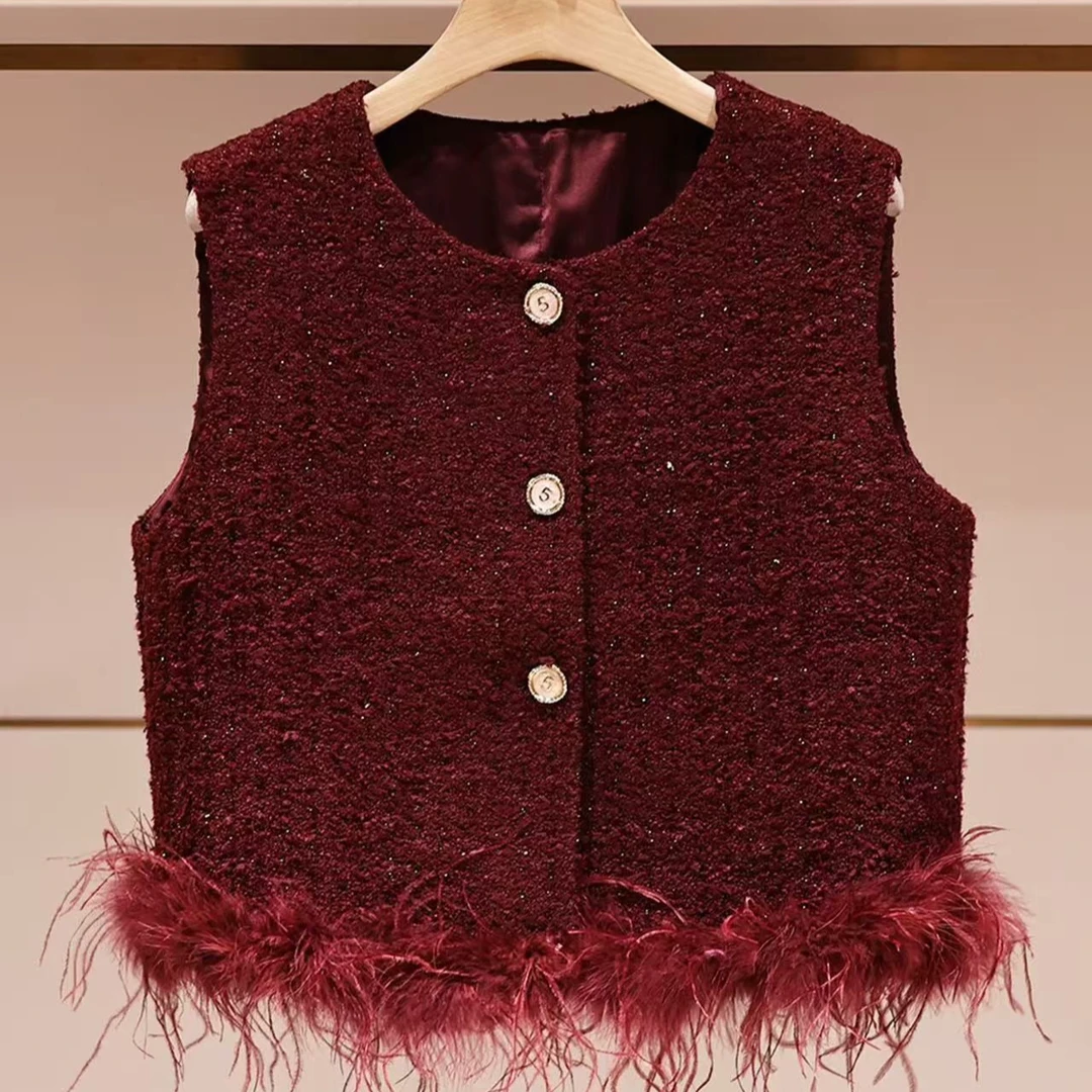 88621红 秋冬百搭气质马甲女装时尚洋气