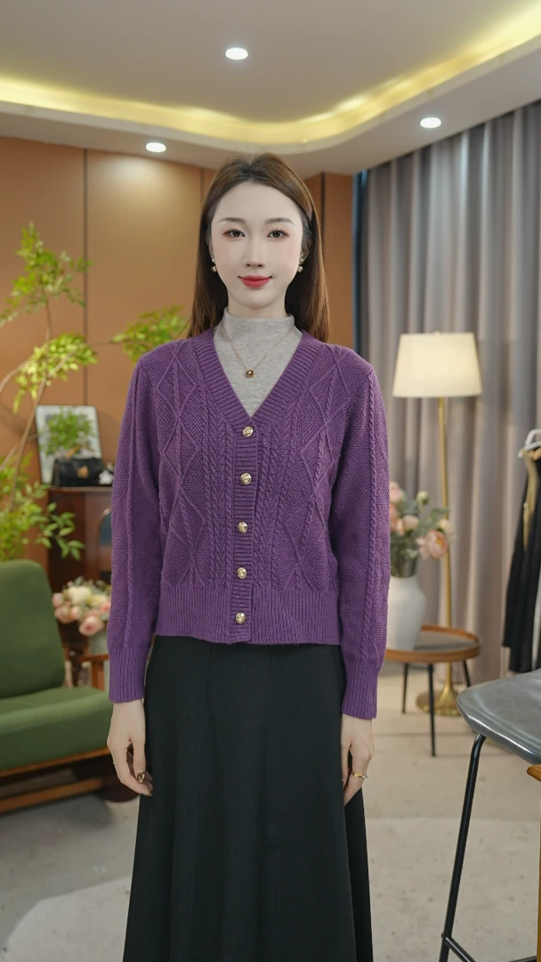 【高品质纯羊毛】秋冬新款女士减龄气质高品质纯色针织羊毛宽松时尚