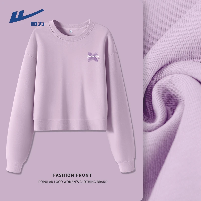 Warrior/回力卫衣长袖圆领字母春秋2025女士运动印花休闲短款上衣