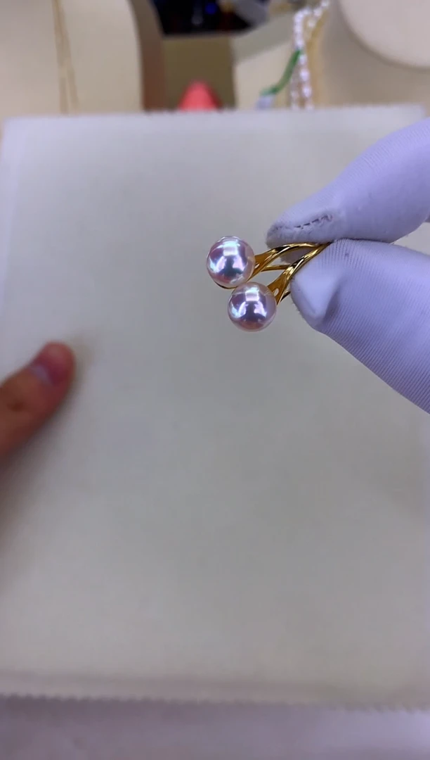 银S925镶嵌DA海水珍珠 GD260 7-8 耳钩