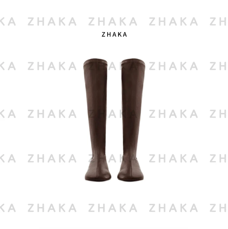 ZHAKA/内增高弹力羊皮高筒靴zk1680