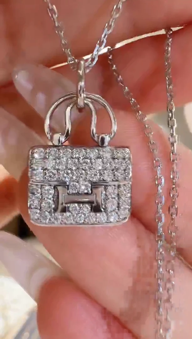 满钻包包项链铂Pt950镶嵌钻石..........