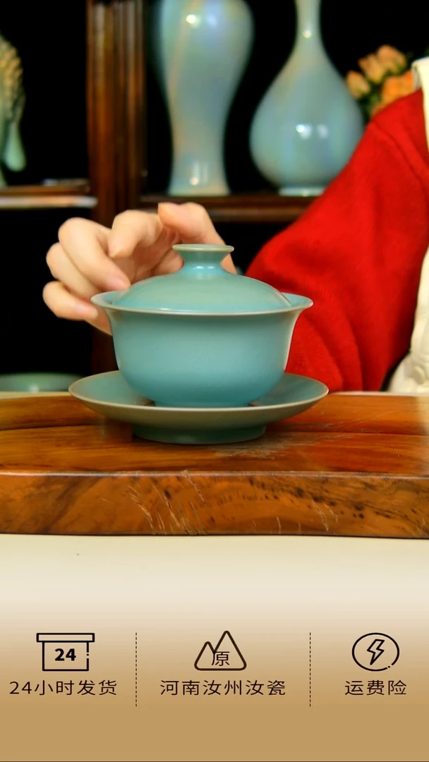 全手工仿古釉元宝盖碗不完美