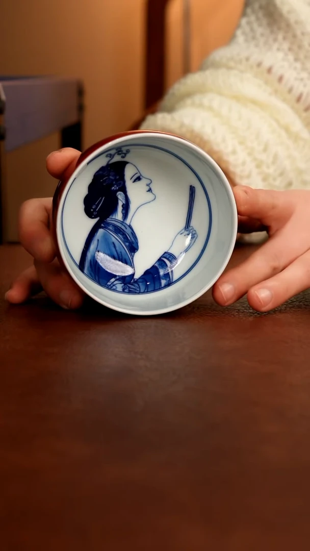 摆件陶景德镇瓷器，明成化青花瓷手绘茶具~