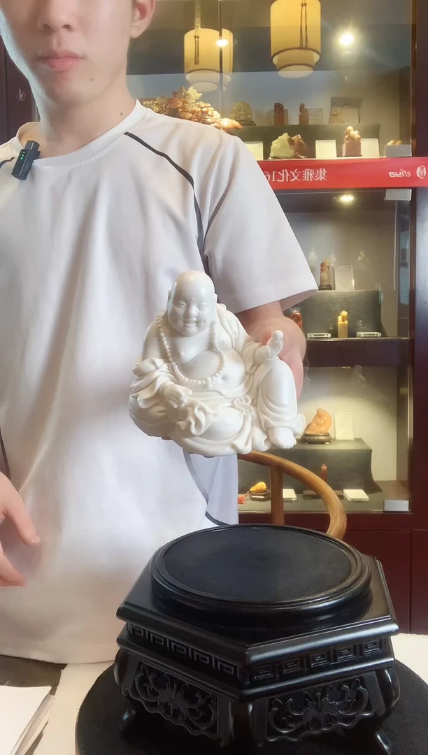 摆件德化白瓷 欢喜弥勒 高10 cm 陈进宝老师