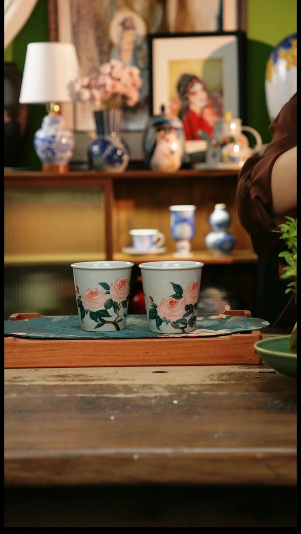 杯景德镇纯手工釉下彩精品茶具水杯