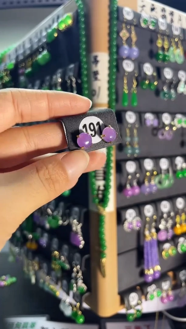 翡翠银S925镶嵌耳饰191....