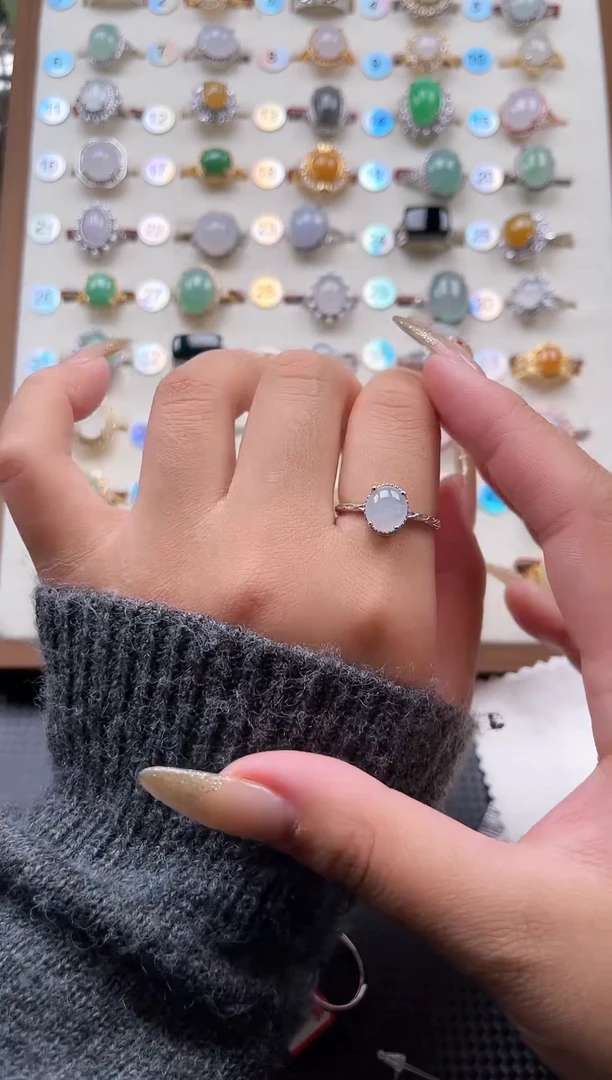 【闪购商品】翡翠戒指银S925镶嵌天然A货翡翠戒指