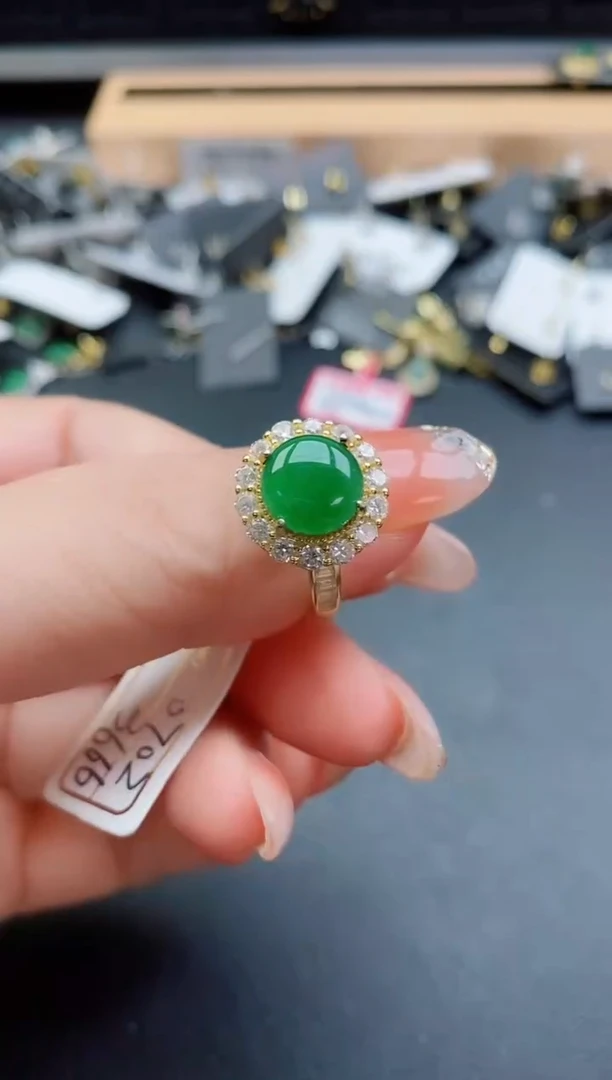 银S925镶嵌戒指翡翠1