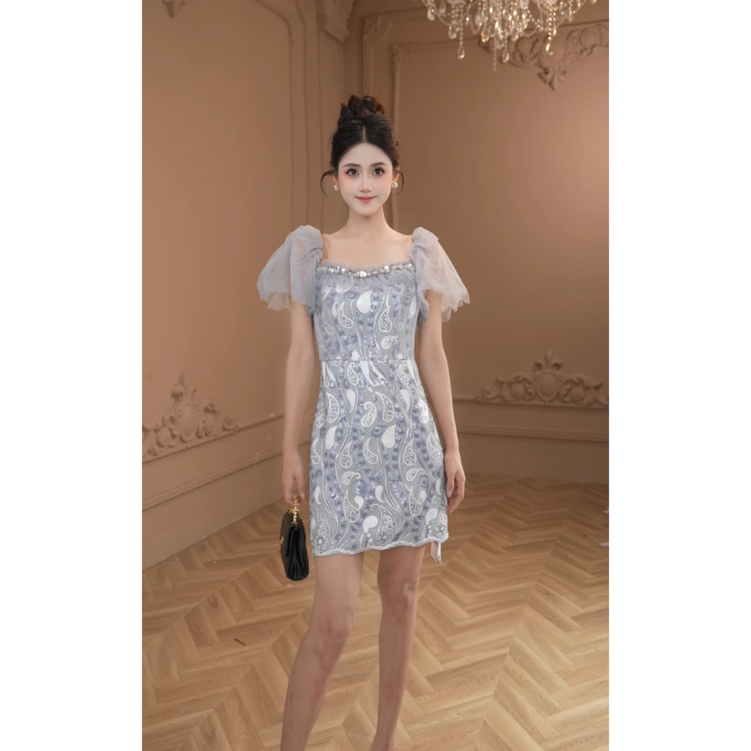 【柒老板定制】新款时尚气质甜美轻奢法式连衣裙61168