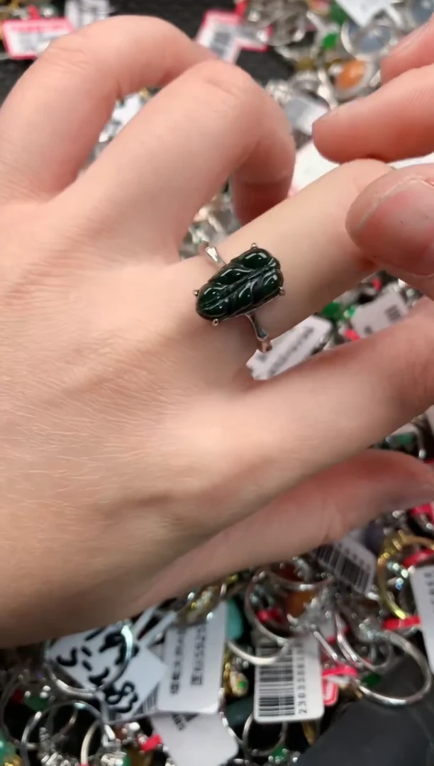 银S925镶嵌戒指翡翠999                  4