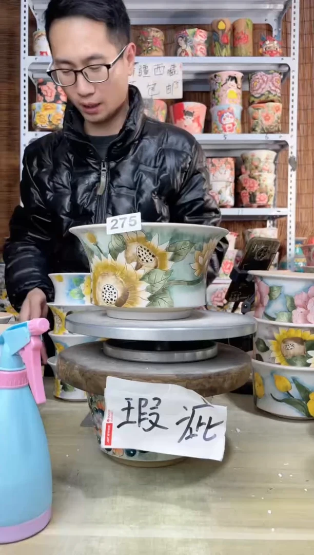 【闪购商品】摆件275陶花岛多肉陶瓷花盆罐——微瑕