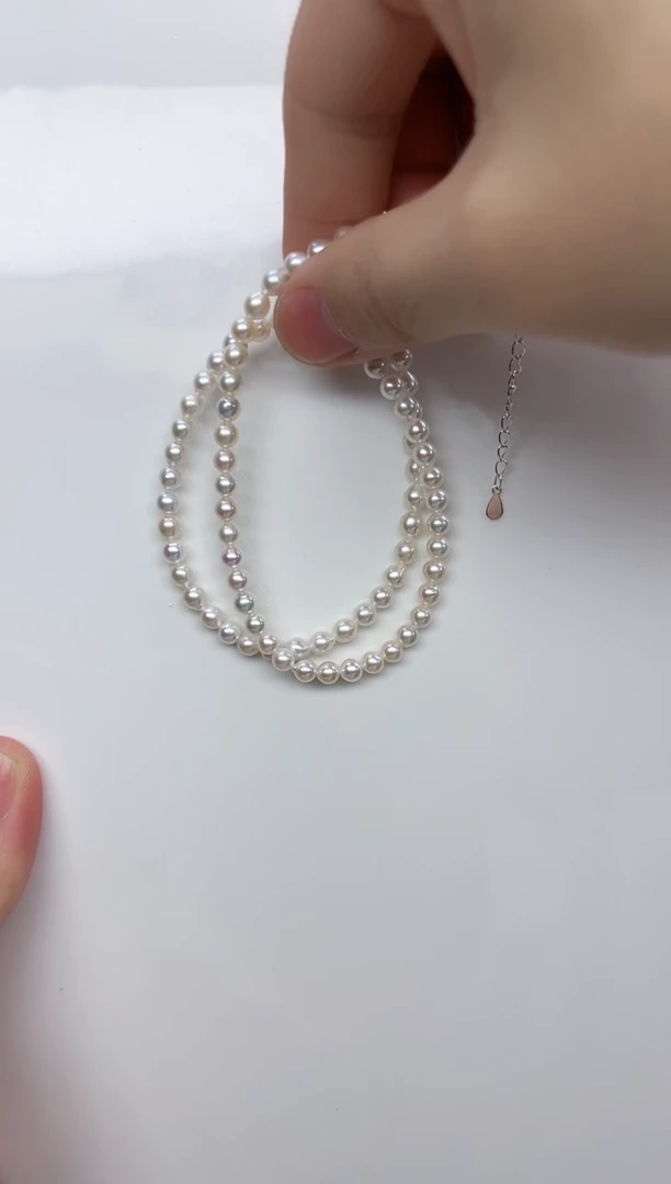 淡水珍珠未镶嵌项链极光白近圆水滴4.5mm