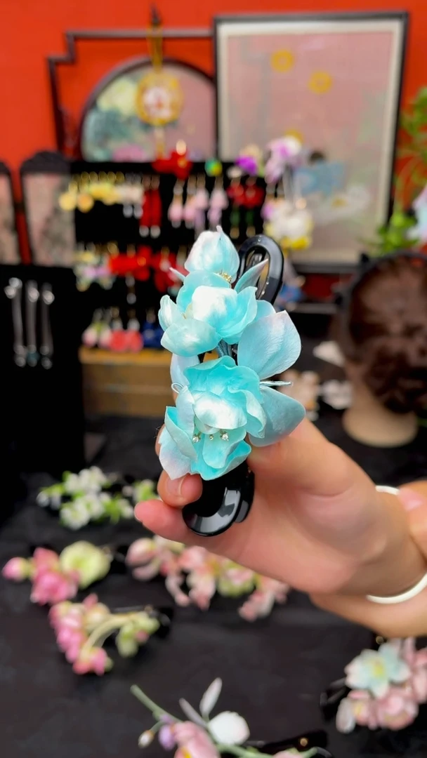 刺绣紫*非遗手工绒花饰品