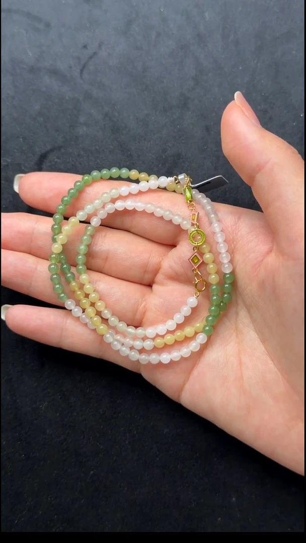 颈饰未镶嵌和田玉010-多宝项链-4mm,132颗-N1675-1231