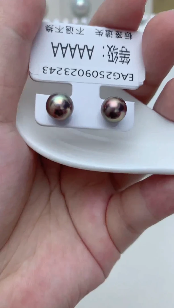 银S925镶嵌耳饰淡水珍珠e9