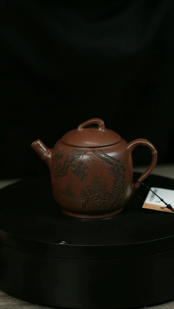 茶壶紫砂无***寞H1500周卓琴刻绘竹瓜