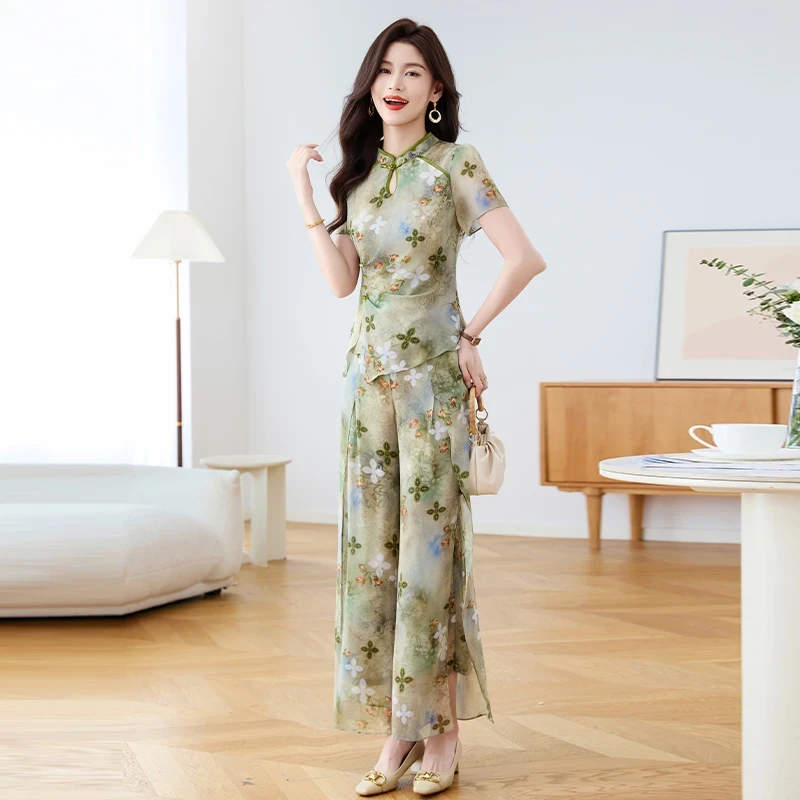 【两件套】26082夏季优雅洋气气质时尚减龄休闲收腰显瘦短袖套裤