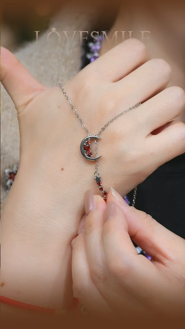 银S925镶嵌项链石榴石005