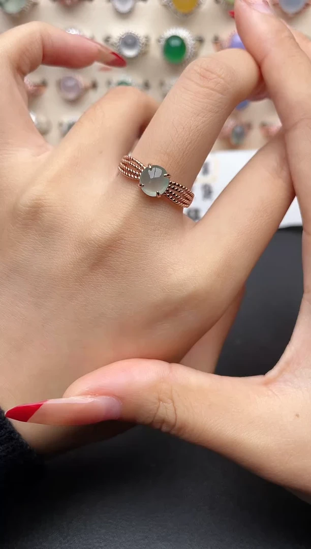 【闪购商品】翡翠戒指银S925镶嵌一物一证一礼盒