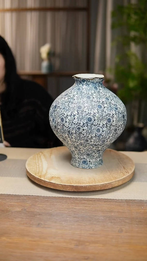 【闪购商品】陶瓷 花器青花瓷向日葵灯笼